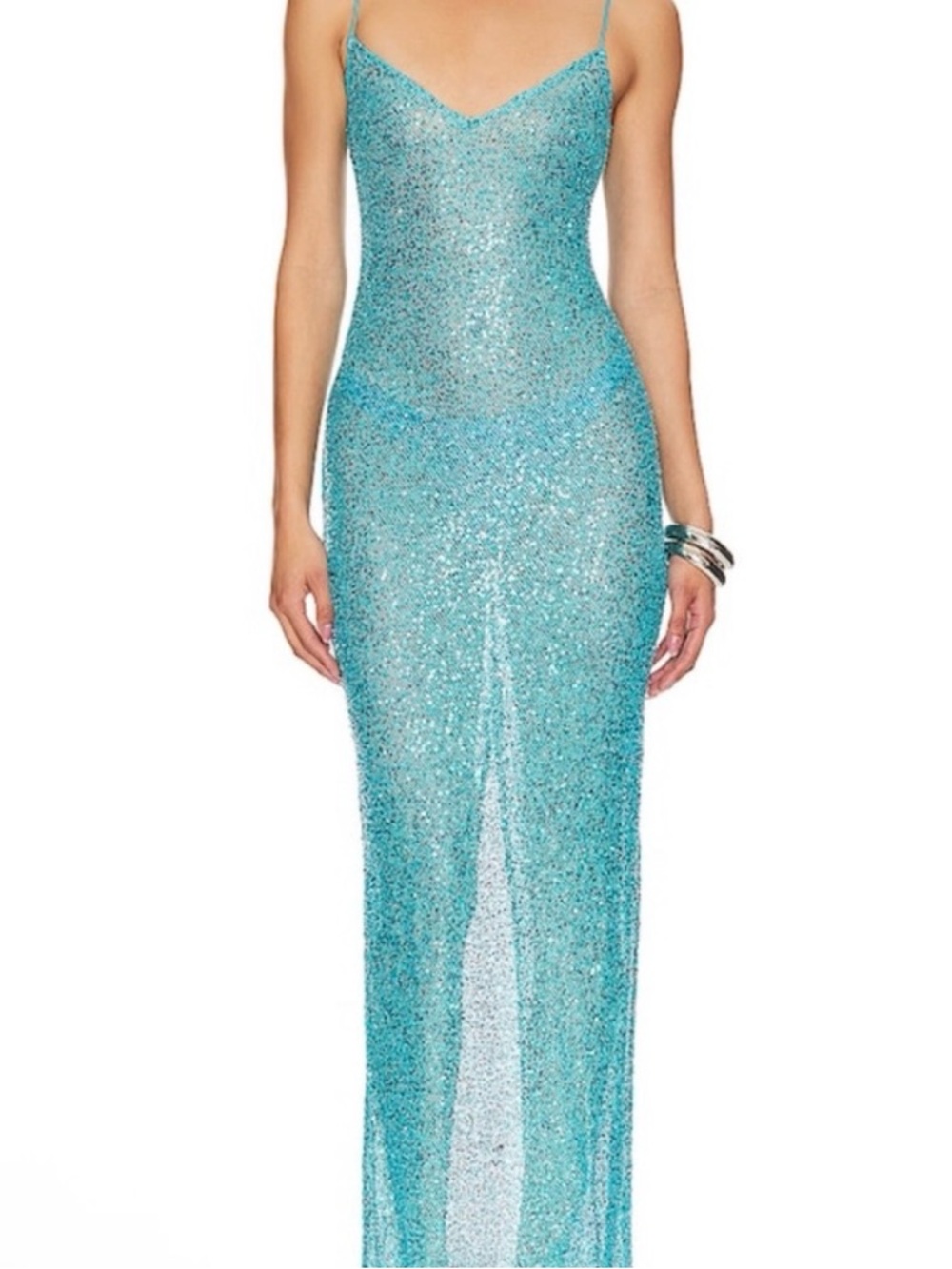 NBD Teal Sequin Maxi Dress